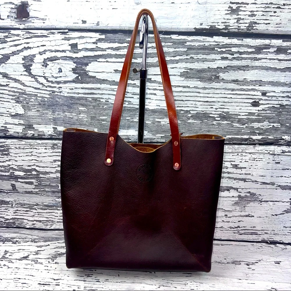 Holy Cow Leather Goods - Full Grain Medium Leather ‘Jenny’ Tote - Brown - Picture 2 of 15
